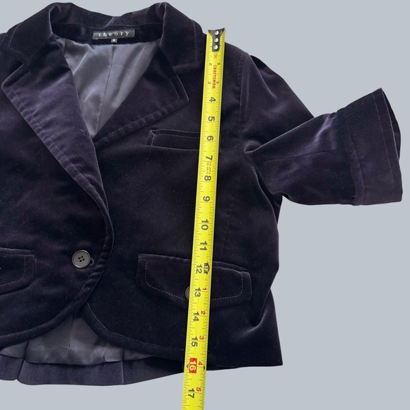 Theory Velvet Cropped Blazer Jacket Navy Blue Short Sleeve 8 VTG Steampunk Y2K - Picture 3 of 11